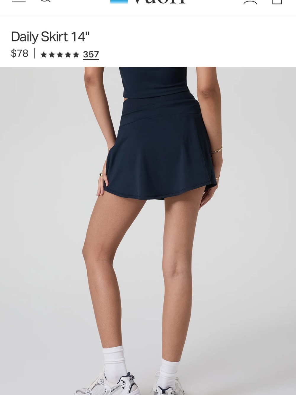 Vuori Navy Athletic Mini Skirt with Drawstring - Picture 3 of 3
